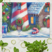 Kerstvuurtoren Nautische Kustberg Theedoek (Gevouwen)