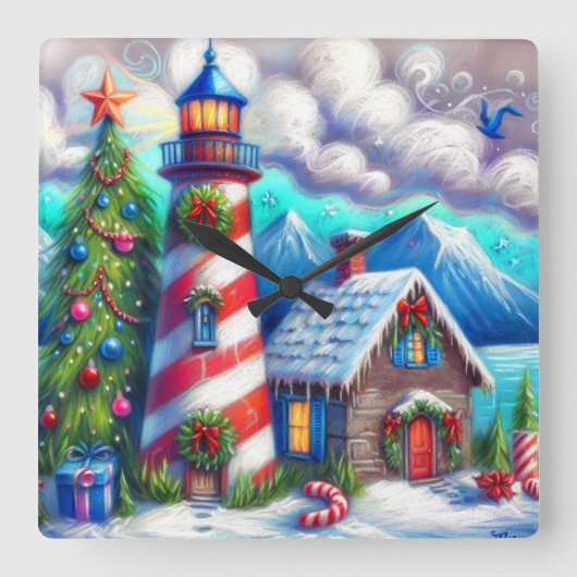 Kerstvuurtoren Nautische Kustberg Vierkante Klok (Voorkant)