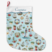 Kerstvuurtoren Schepen Jouw naam toevoegen Grote Kerstsok (Voorkant)