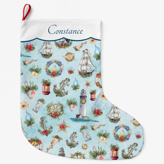 Kerstvuurtoren Schepen Jouw naam toevoegen Grote Kerstsok (Voorkant)