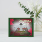 Kerstvuurtoren van het Punt Nobska Feestdagenkaart (Staand voorkant)