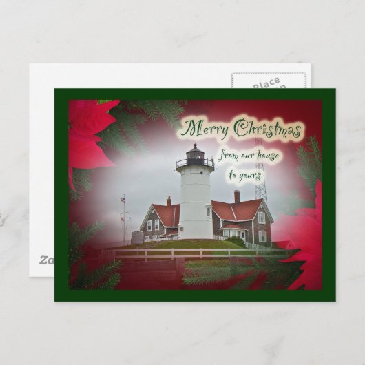 Kerstvuurtoren van het Punt Nobska Feestdagenkaart (Voorkant / Achterkant)