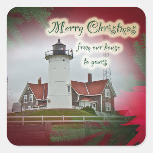 Kerstvuurtoren van het Punt Nobska Vierkante Sticker