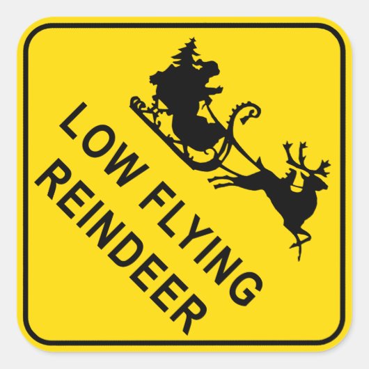 kerstwaarschuwingsbord - Runderrendierlaag met laa Vierkante Sticker (Voorkant)