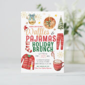Kerstwafel en pyjama vakantie brunch kaart (Staand voorkant)