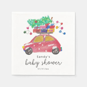 Kerstwagen - baby shower servet