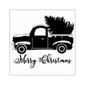Kerstwagen en boom rubberstempel (Afrduk)