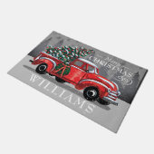  kerstwagen Familienaam Retro Deurmat (Schuin)