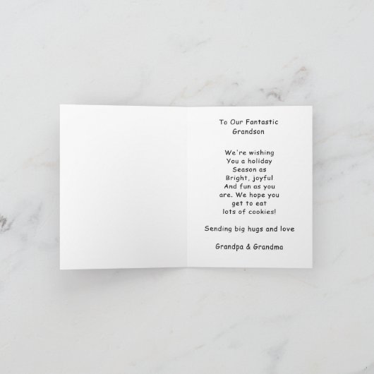 Kerstwagen Gevouwen vakantie Kaart voor kleinzoon (Binnen)