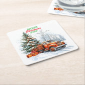 kerstwagen kartonnen onderzetters (Schuin)