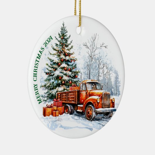 kerstwagen keramisch ornament (Rechts)
