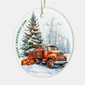 kerstwagen keramisch ornament (Links)