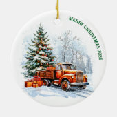 kerstwagen keramisch ornament (Achterkant)