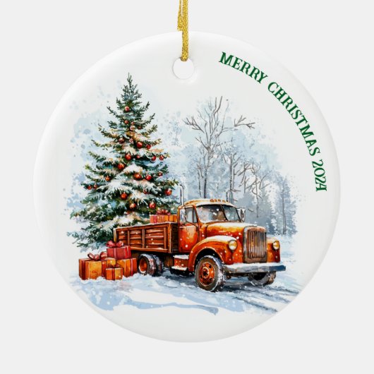 kerstwagen keramisch ornament (Achterkant)