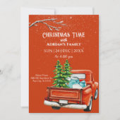 Kerstwagen met bomen op sneeuw kaart (Voorkant)