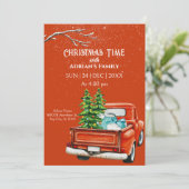 Kerstwagen met bomen op sneeuw kaart (Staand voorkant)