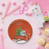 Kerstwagen met bomen Verjaardag Uitnodiging Papieren Bordje (Feest)