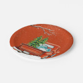 Kerstwagen met bomen Verjaardag Uitnodiging Papieren Bordje (Gekanteld)