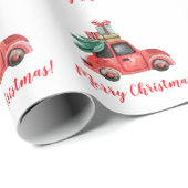 kerstwagen met boominsteekfolie cadeaupapier (Rol Hoek)