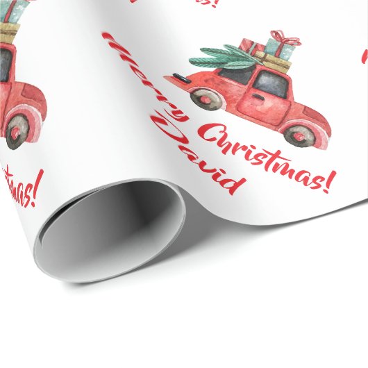 kerstwagen met boominsteekfolie cadeaupapier (Rol Hoek)