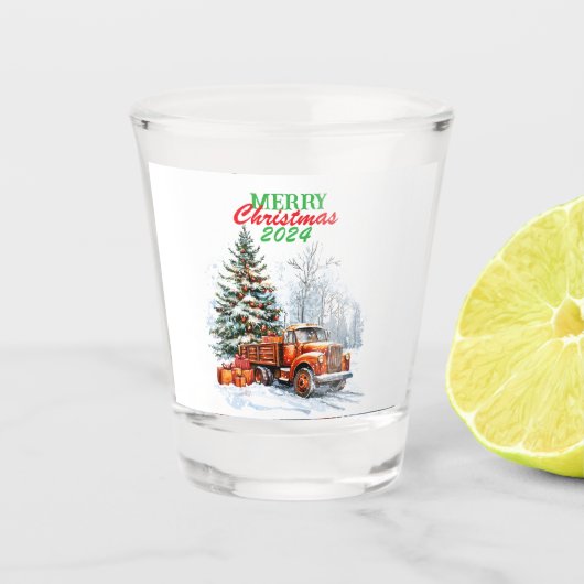 kerstwagen shot glas (Voorkant)