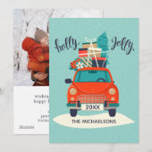 kerstwagen | Vakantieknopkaart Feestdagenkaart (Voorkant / Achterkant)