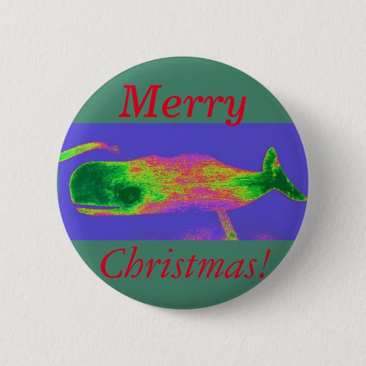 Kerstwalvis rode/groene knop ronde button 5,7 cm (Voorkant)