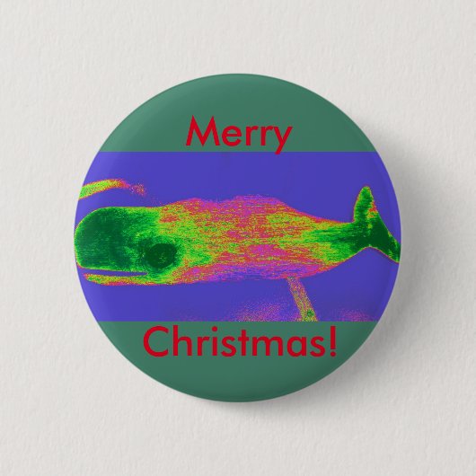 Kerstwalvis rode/groene knop ronde button 5,7 cm (Voorkant)