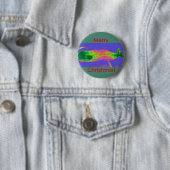 Kerstwalvis rode/groene knop ronde button 5,7 cm (In situ)