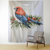 Kerstwandkunst met vogel en hulst wandkleed (In situ)