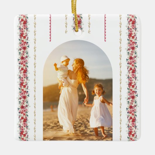 Kerstwandtapijt Bloemen Vakantiefoto Keramisch Ornament (Voorkant)