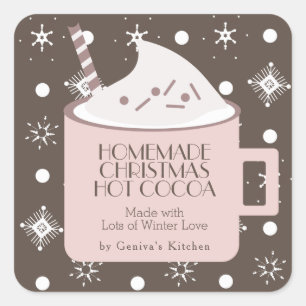 Kerstwarme caca Homemade Pink Brown Vierkante Sticker