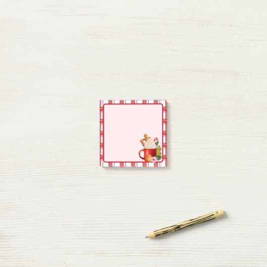 Kerstwarme cacao Cookie Candy Cane Red Pset Post-it® Notes (Op bureau)