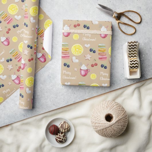 Kerstwarme cacao en goede wensen cadeaupapier (Crafts)