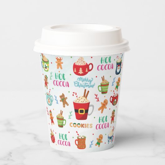 Kerstwarme cacao, Ginger Cookies Papieren Bekers (Voorkant)