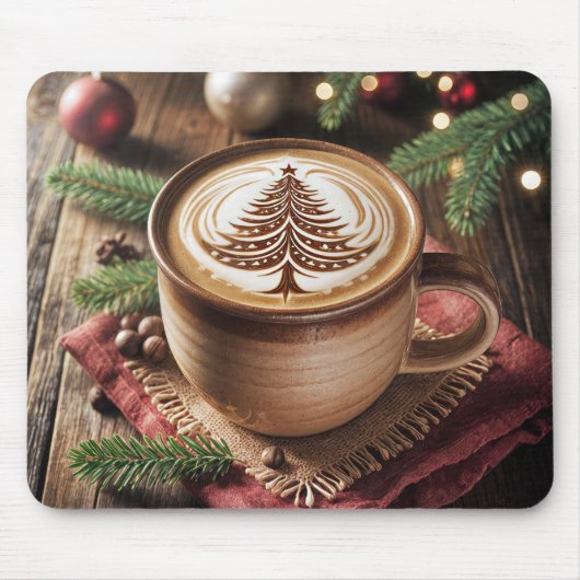 Kerstwarme cacao met boomontwerp muismat (Voorkant)