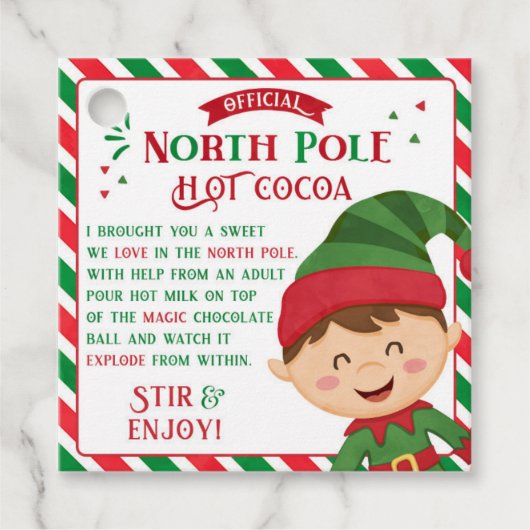 Kerstwarme chocolaatbom Gift Label voor kinderen (Voorkant)