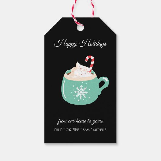 Kerstwarme chocolade cadeaulabel (Achterkant)