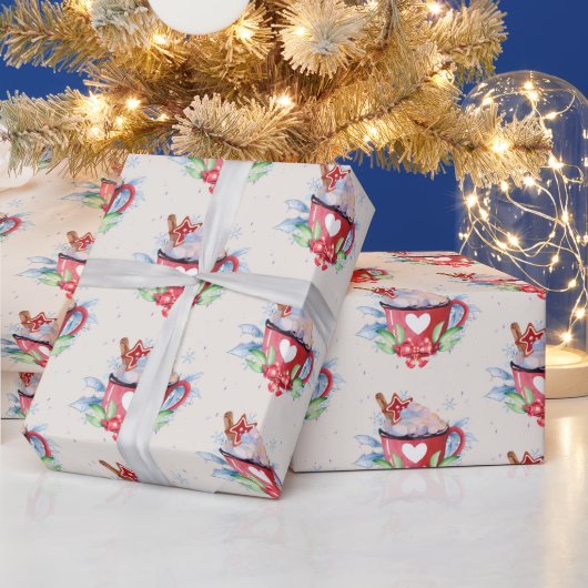 Kerstwarme chocolade en koekjes cadeaupapier (Feestdagen)