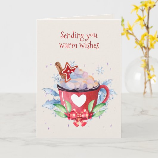 Kerstwarme chocolade en koekjes kaart (Gele Bloem)