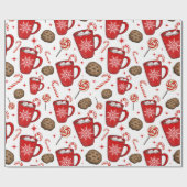 Kerstwarme chocolade en snoepgoed cadeaupapier (Vlak)