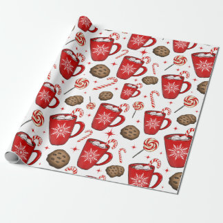 Kerstwarme chocolade en snoepgoed cadeaupapier