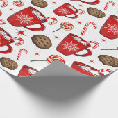 Kerstwarme chocolade en snoepgoed cadeaupapier (Hoek)