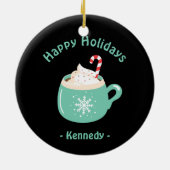 Kerstwarme chocolade keramisch ornament (Achterkant)