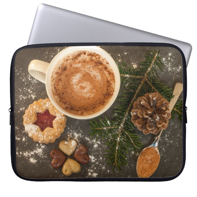Kerstwarme chocolade laptop sleeve (Voorkant)