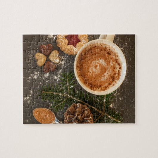 Kerstwarme chocolade legpuzzel (Horizontaal)