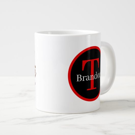 kerstwarme chocolade met feestjes monogram grote koffiekop (Voorkant rechts)