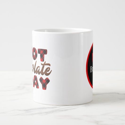 kerstwarme chocolade met feestjes monogram grote koffiekop (Voorkant)