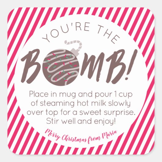 Kerstwarme chocolade op het bomplein vierkante sticker (Voorkant)