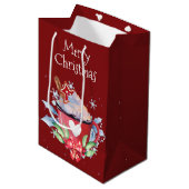 Kerstwarme chocolade op rood medium cadeauzakje (Voorkant Gekanteld)